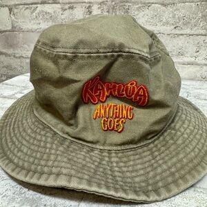 Kahlúa Anything Goes Embroidered Bucket Vintage Hat Tan Red Yellow‎